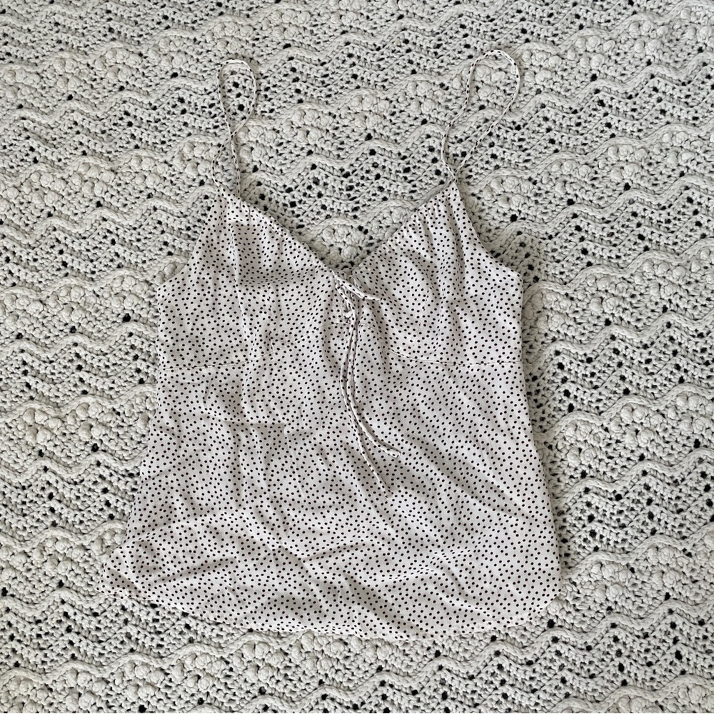 Auguste the Label Polka Dot Tie Front Tank Top Cami White/Brown (Size 2)